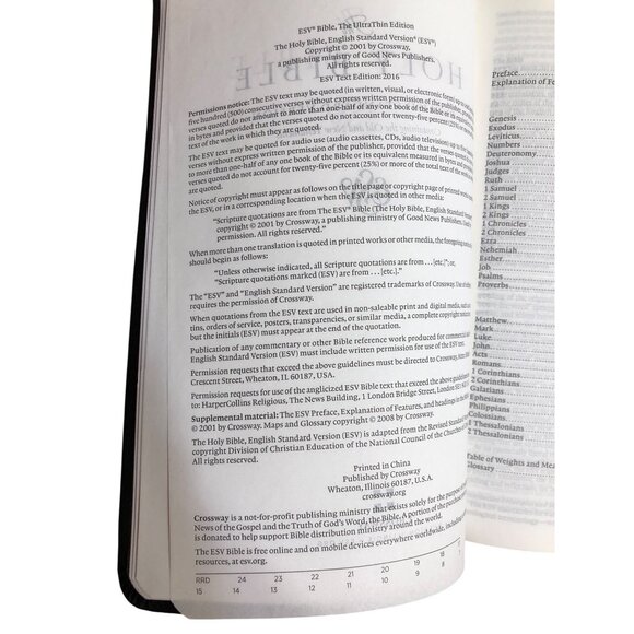 English Standard Version Value Thinline Bible Faux Leather Black Trutone Crosswa - Picture 12 of 16